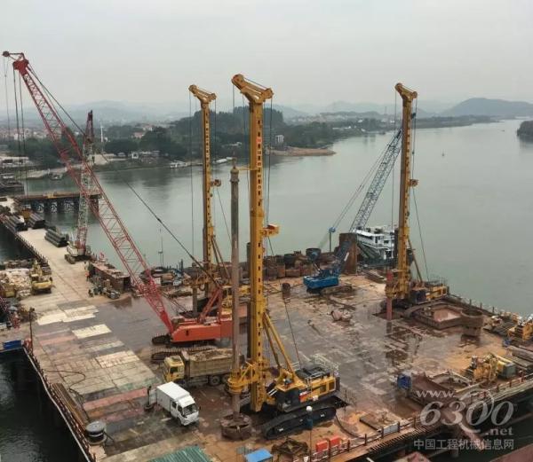 徐工XR550D旋挖鉆機(jī)助力跨度世界第一鐵路斜拉橋