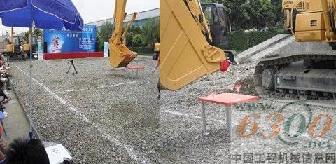操作手挖掘機(jī)疊香檳杯比賽現(xiàn)場