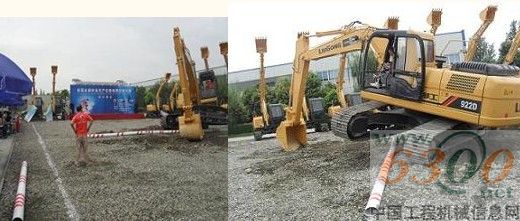 操作手挖掘機(jī)跨障礙比賽現(xiàn)場