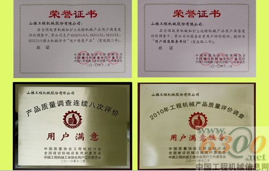 山推連續(xù)八次榮獲“產(chǎn)品質(zhì)量調(diào)查用戶滿意企業(yè)”